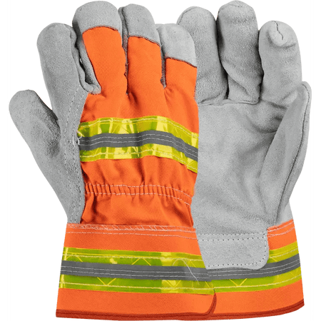 Reflective candy stripe 2.5'' cuff chrome leather gloves