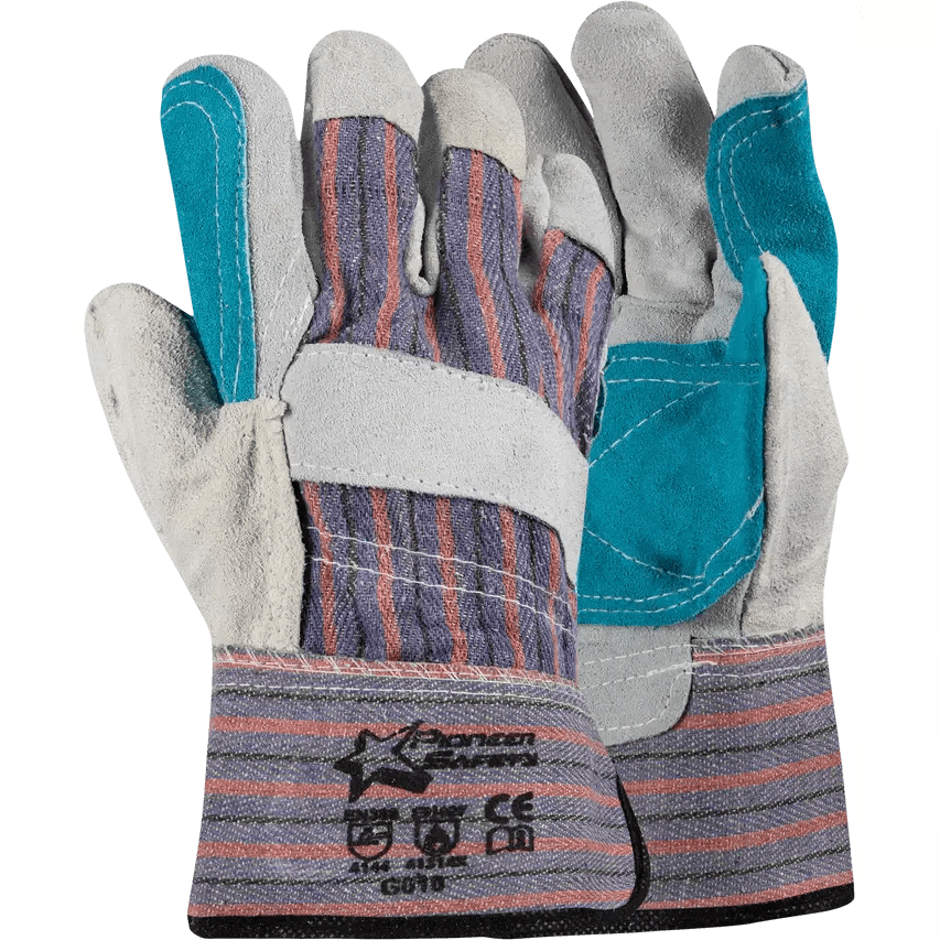 2.5'' Cuff Rigger candy stripe reinforced palm cotton back chrome leather gloves