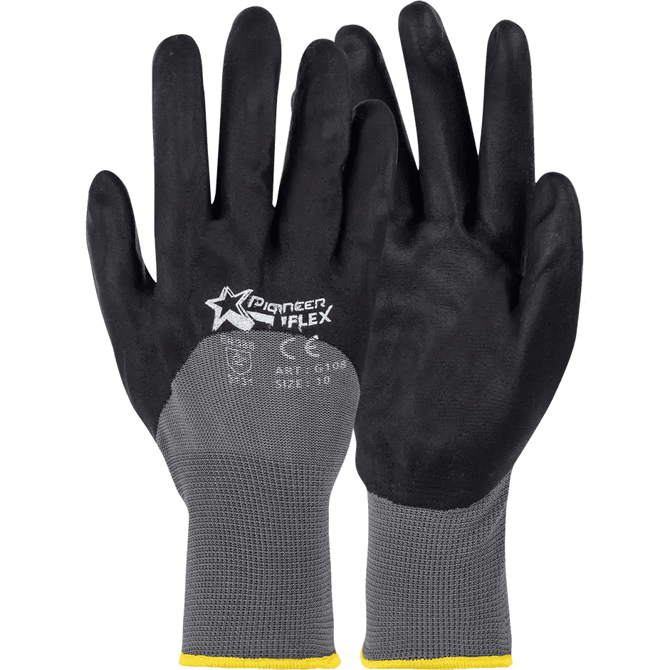 Flex 15 gauge grey nitrile PU lycra nylon gloves Abrasion-Lv3