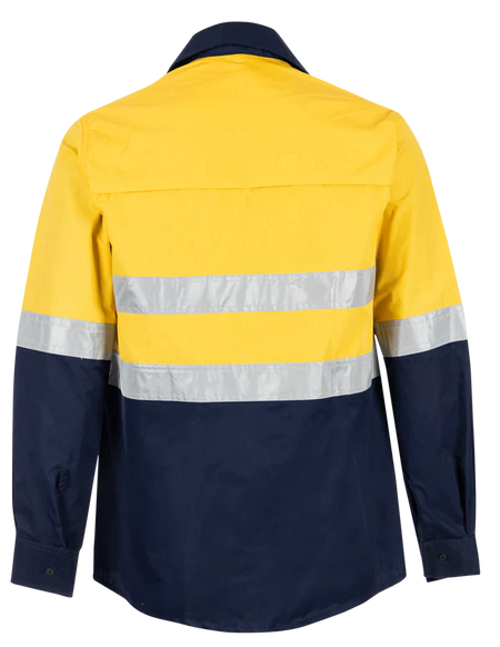 Reflective Hi-Vis Yellow + navy 2-tone long sleeve shirts