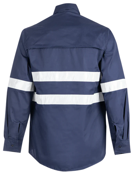 Reflective Hi-Vis Navy long sleeve cotton shirts