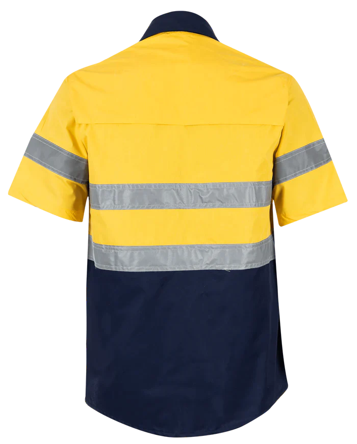 Reflective Hi-Vis Yellow + navy 2-tone short sleeve T-shirts