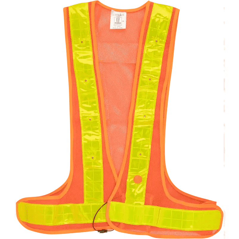 Adjustable reflective orange LED lights vest | Online industrial