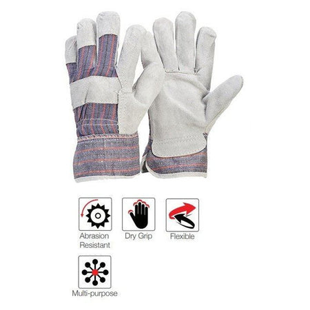 Candy stripe 2.5'' cuff chrome leather cotton back gloves
