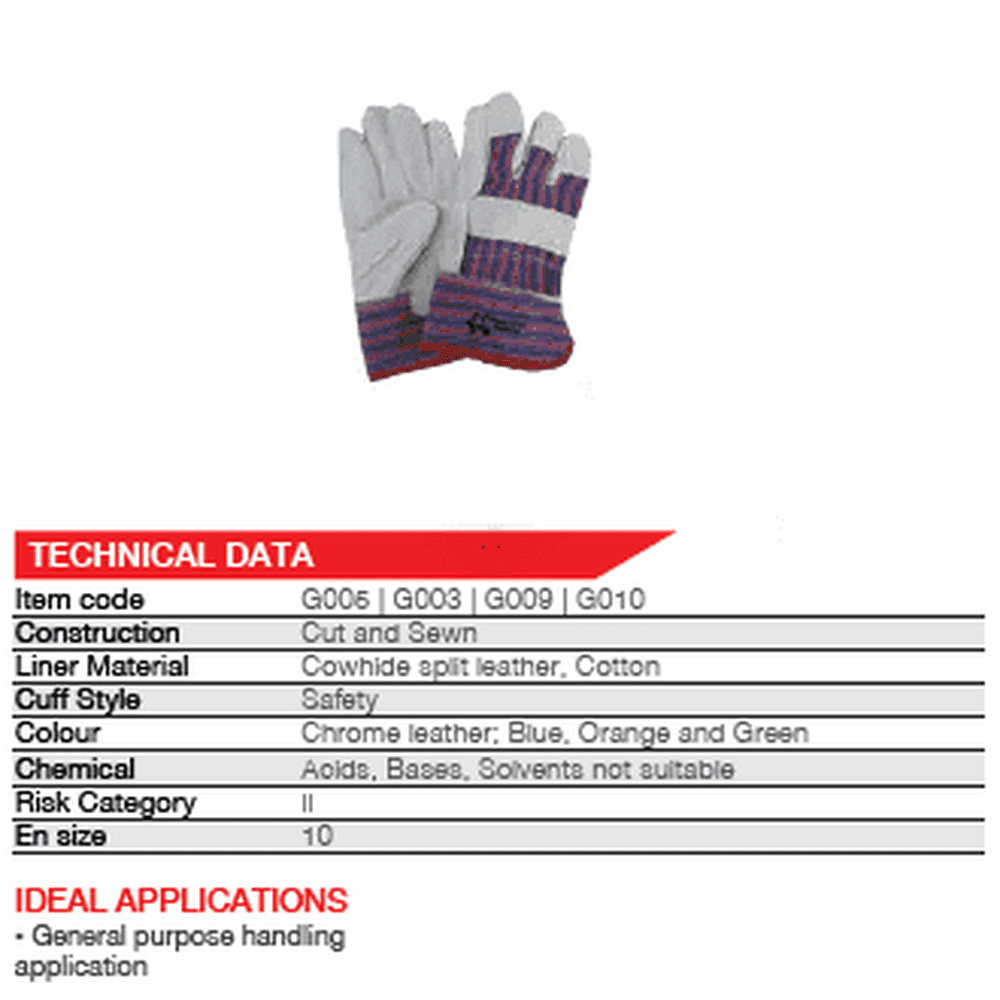 Candy stripe 2.5'' cuff chrome leather cotton back gloves