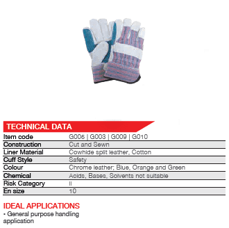 2.5'' Cuff Rigger candy stripe reinforced palm cotton back chrome leather gloves