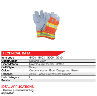 Reflective candy stripe 2.5'' cuff chrome leather gloves