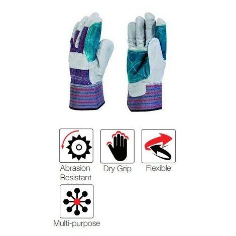 2.5'' Cuff Rigger candy stripe reinforced palm cotton back chrome leather gloves