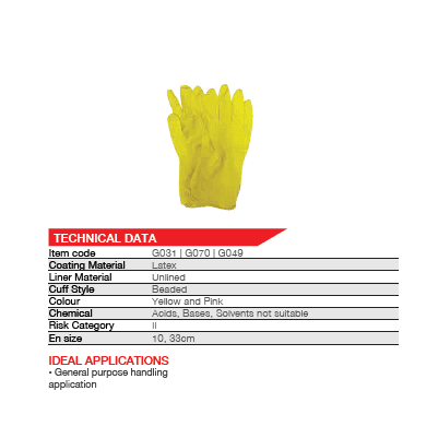 Yellow bead palm latex house hold gloves