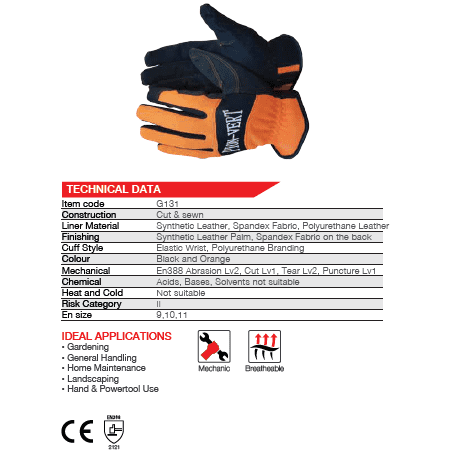 Maxmac Pion-Vert synthetic leather spandex elastic wrist cut-resistant gloves Cut-Lv1