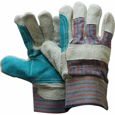 2.5'' Cuff Rigger candy stripe reinforced palm cotton back chrome leather gloves