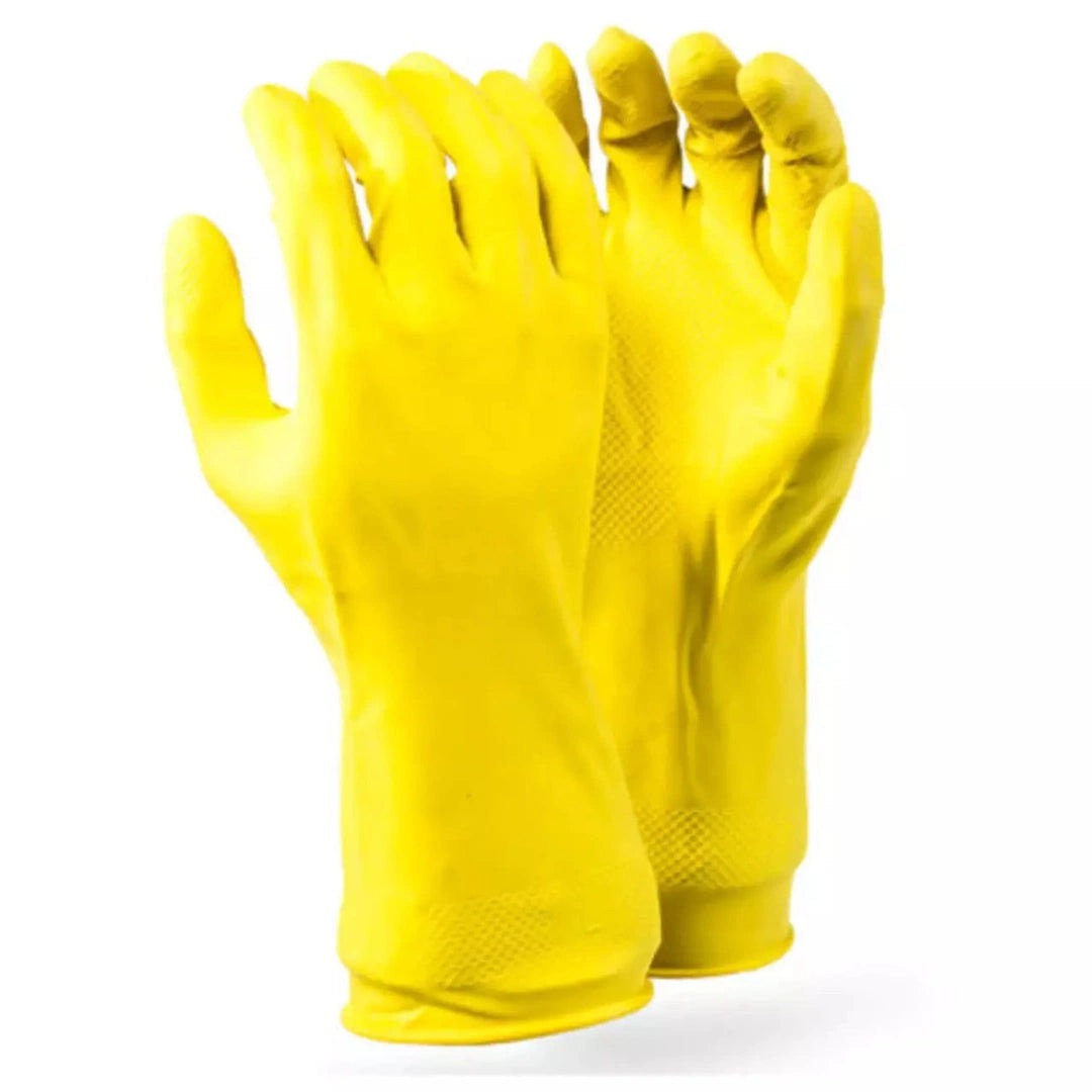 Yellow bead palm latex house hold gloves