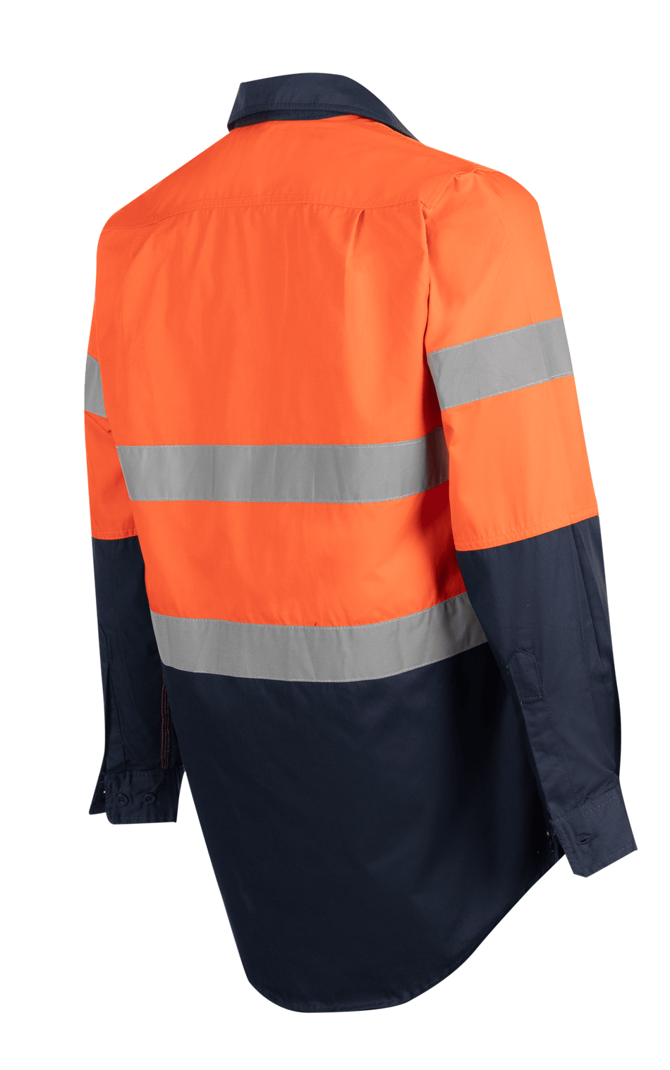Reflective Hi-Vis Orange + navy 2-tone long sleeve cotton shirts