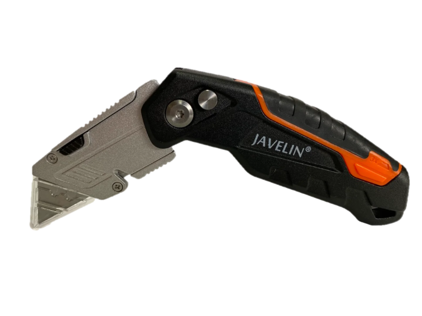 Quick release 3 Point fixed heavy duty foldable utility knife + blade storage + safety button