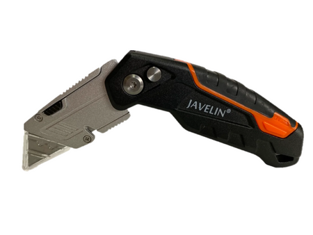 Quick release 3 Point fixed heavy duty foldable utility knife + blade storage + safety button
