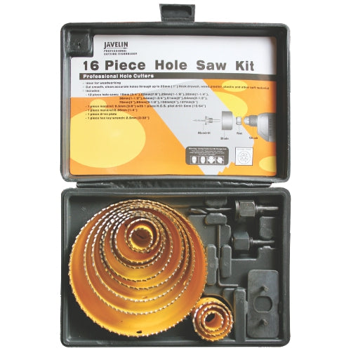 16pce 19mm 127mm Carbon steel hole saw set