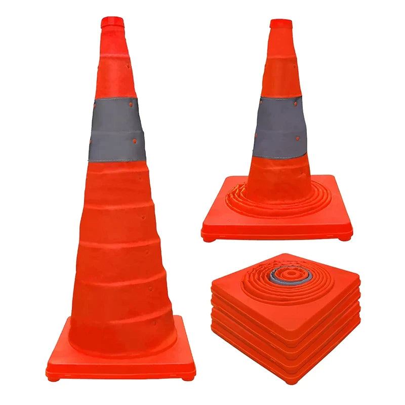 Reflective orange foldable traffic safety cones