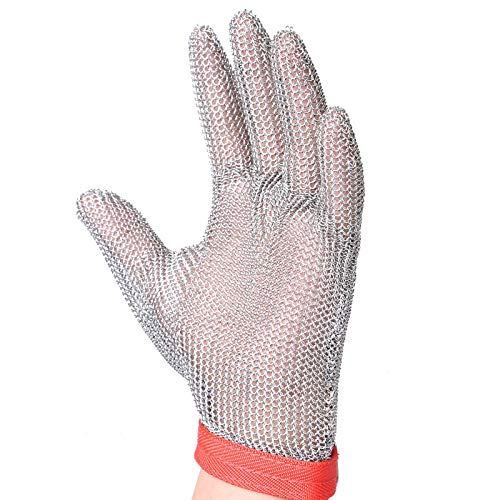 Cut-resistant butchers stainless steel chainmail Manu latex glove