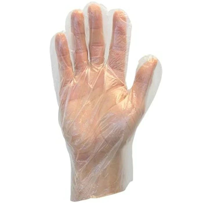 Disposable clear plastic catering deli gloves