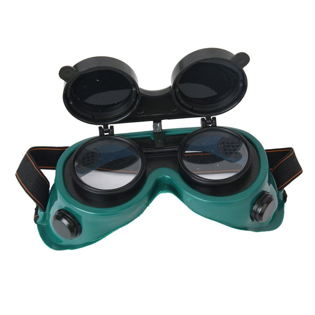Round lenses green flip front welding goggle