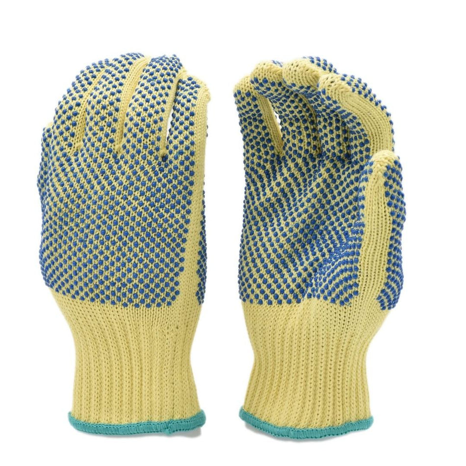 Cut resistant 2.5'' Knit wrist cuff double sided PVC polka dot Kevlar cotton gloves