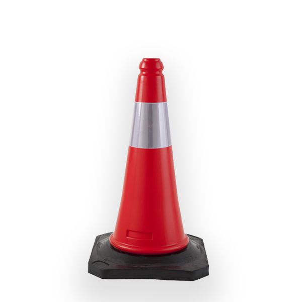 Reflective red traffic safety cones + black rubber base