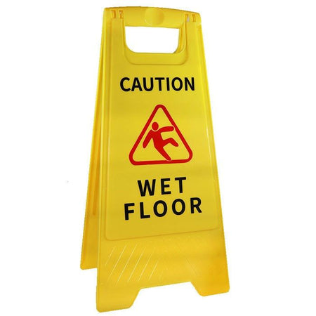 A-frame plastic wet floor caution warning sign