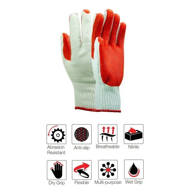 2.5'' Knit wrist cuff rubber latex rough palm crayfish gloves Tear-Lv4