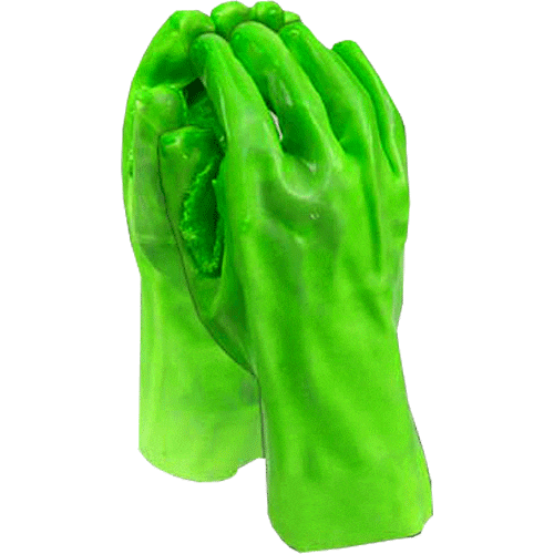 14'' Cuff Hi-vis Titan reinforced lime PVC cotton gloves Abrasion-Lv4