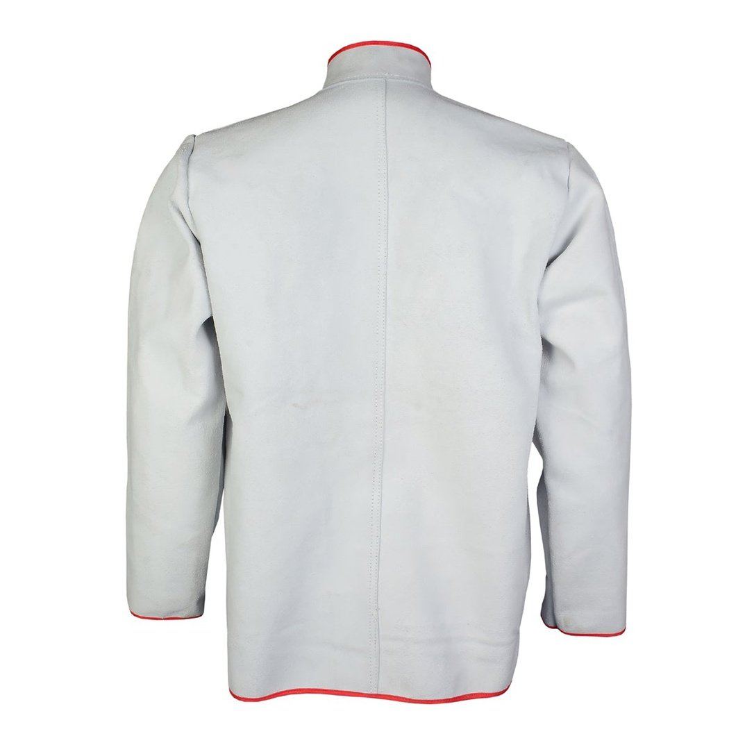 Chrome leather lined press studs welding jacket