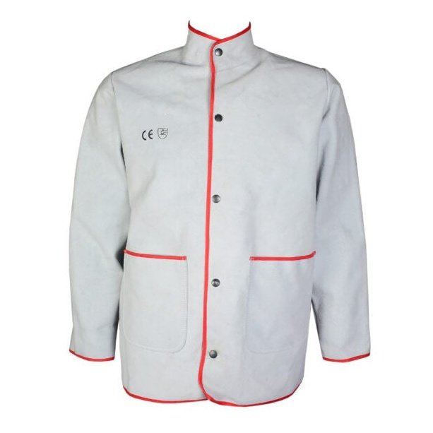 Chrome leather lined press studs welding jacket