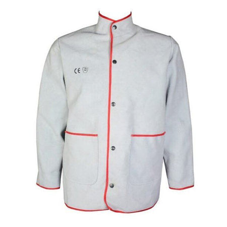 Chrome leather lined press studs welding jacket
