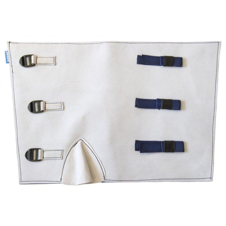 Adjustable Velcro staps metatarsal protective white chrome leather bush leggings