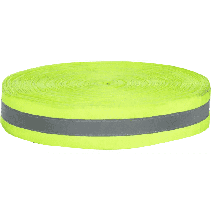 50mm x 20mm x 100m reflective lime & silver tape
