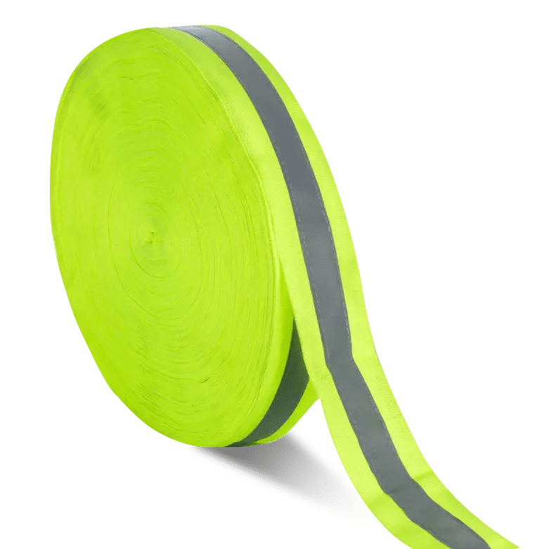 50mm x 20mm x 100m reflective lime & silver tape
