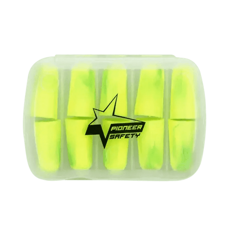 5pce 38db Green PU foam tapered uncorded earplugs