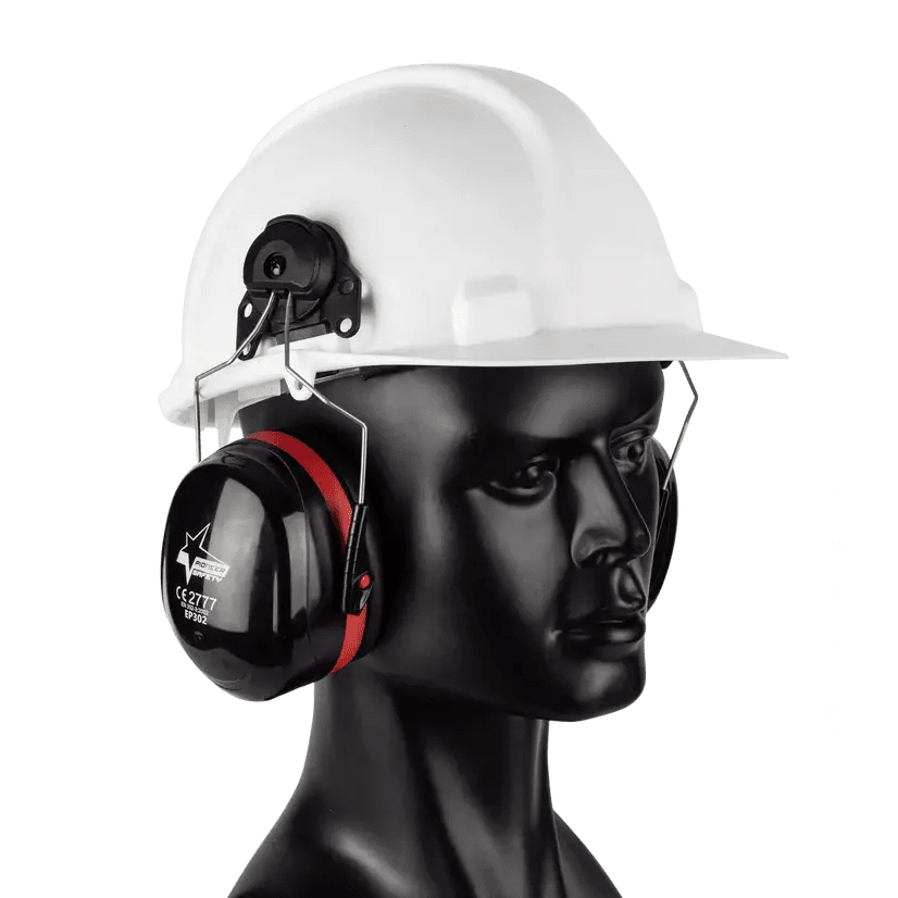 30db Black defender hard hat cap ear muffs