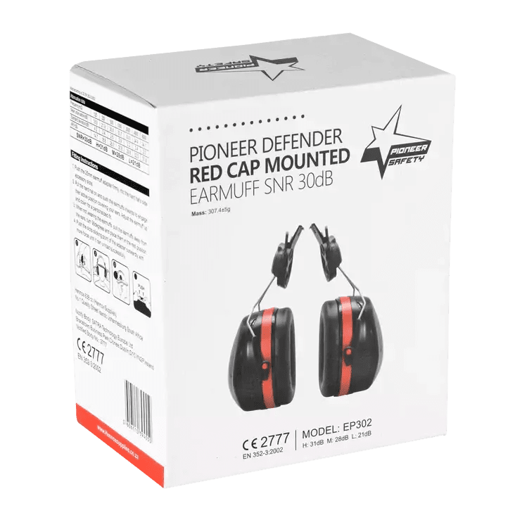 30db Black defender hard hat cap ear muffs