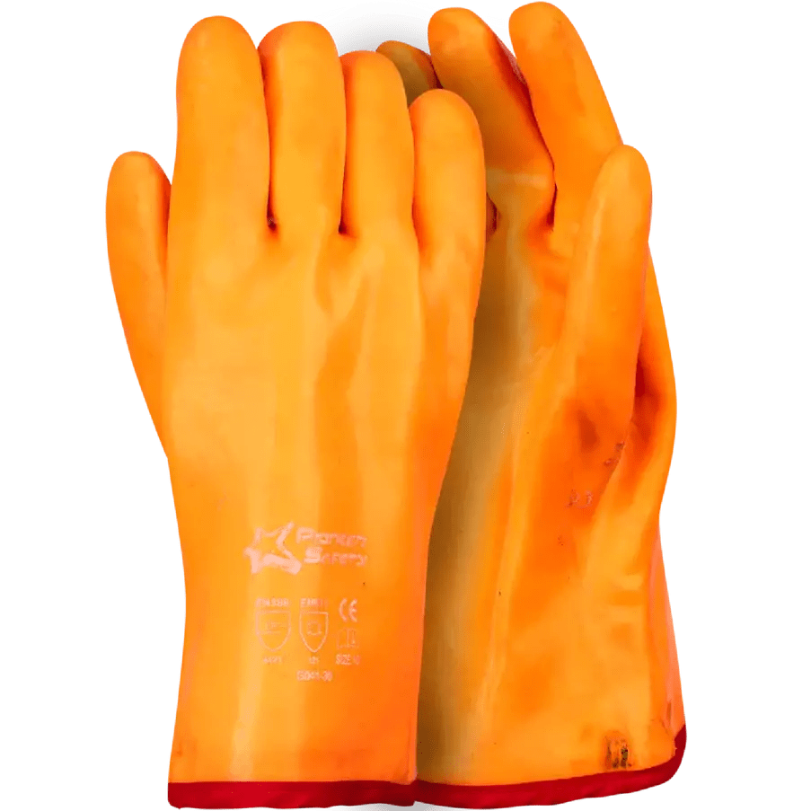 12'' Open cuff flexible orange PVC freezer gloves Abrasion-Lv4