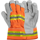 Reflective candy stripe 2.5'' cuff chrome leather gloves