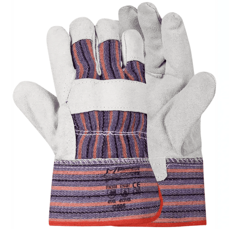Candy stripe 2.5'' cuff chrome leather cotton back gloves