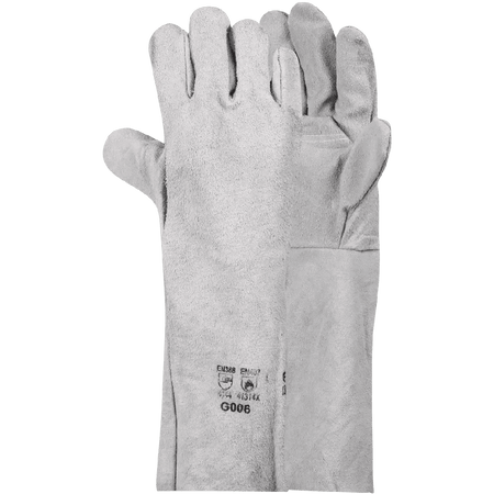 8'' Double palm inlined chrome leather gloves