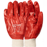 2.5'' Knit wrist cuff red PVC gloves Abrasion-Lv4