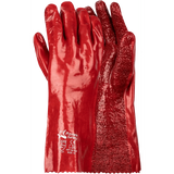 14'' Open cuff red rough terry palm PVC gloves Abrasion-Lv4