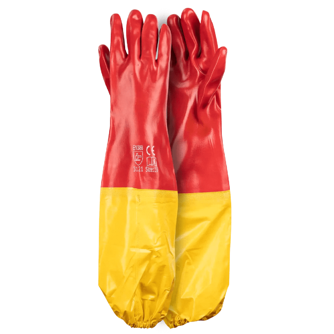 24'' Extended yellow cuff red PVC gloves Abrasion-Lv4
