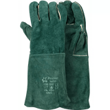 8'' Green lined leather welding gloves Abrasion-Lv4