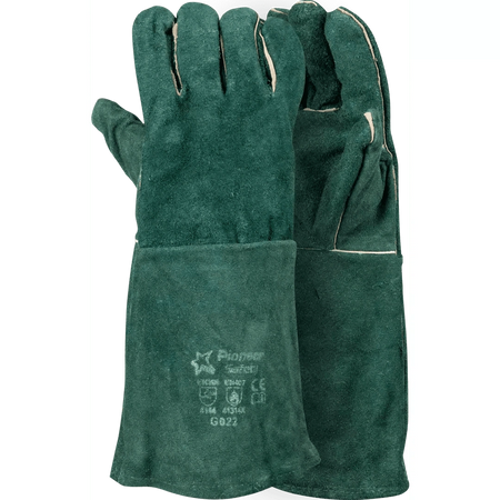 8'' Green lined leather welding gloves Abrasion-Lv4