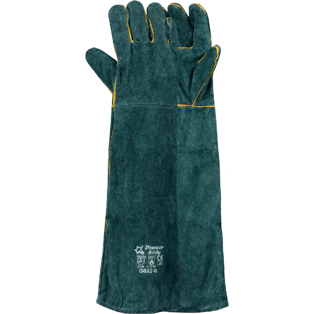 16'' Cuff green lined leather welding gloves