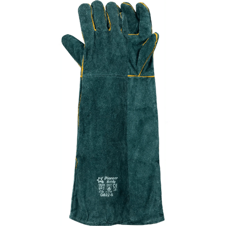 16'' Cuff green lined leather welding gloves