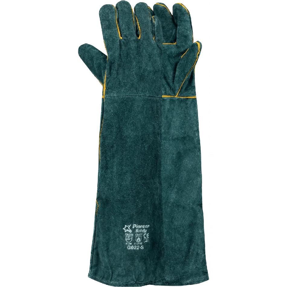 16'' Cuff green lined leather welding gloves